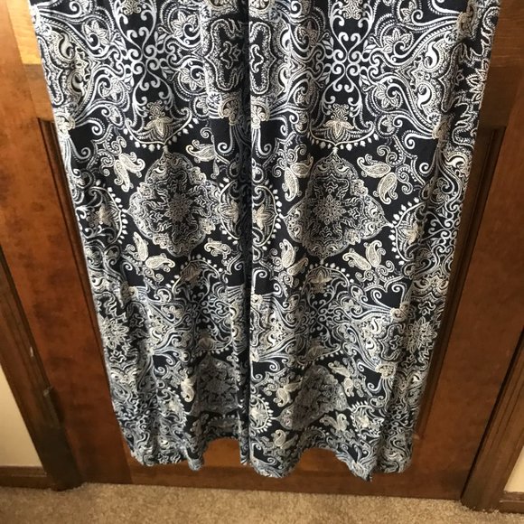 Charter Club Navy w/White & Light Blue Paisley Sleeveless Maxi Dress PM - Picture 12 of 13